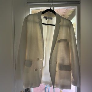 Zara white linen blazer